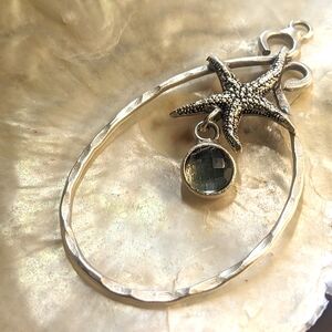 Natural Green Amethyst / Prasiolite 1.7 Carats Starfish in Silver Plated Pendant